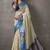 Women's mint modal cotton zari woven saree with unstitched silk blouse piece