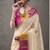 Women's cream modal cotton zari woven saree with unstitched silk blouse piece