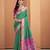 Women's dark green patola silk kalamkari saree with unstitched silk blouse piece