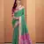 Women's dark green patola silk blend kalamkari saree with unstitched silk blend blouse piece
