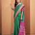 Women's dark green patola silk kalamkari saree with unstitched silk blouse piece