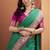 Women's dark green patola silk kalamkari saree with unstitched silk blouse piece