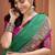 Women's dark green patola silk kalamkari saree with unstitched silk blouse piece