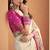 Women's beige patola silk kalamkari saree with unstitched silk blouse piece