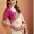 Women's beige patola silk kalamkari saree with unstitched silk blouse piece