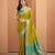 Women's neon patola silk kalamkari saree with unstitched silk blouse piece