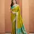 Women's neon patola silk blend kalamkari saree with unstitched silk blend blouse piece