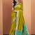 Women's neon patola silk kalamkari saree with unstitched silk blouse piece