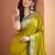 Women's neon patola silk kalamkari saree with unstitched silk blouse piece
