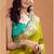 Women's neon patola silk kalamkari saree with unstitched silk blouse piece