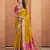 Women's mustard patola silk blend kalamkari saree with unstitched silk blend blouse piece