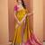 Women's mustard patola silk kalamkari saree with unstitched silk blouse piece