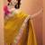 Women's mustard patola silk kalamkari saree with unstitched silk blouse piece