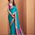 Women's teal patola silk kalamkari saree with unstitched silk blouse piece