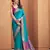 Women's teal patola silk blend kalamkari saree with unstitched silk blend blouse piece