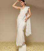 Ivory embroidered organza saree