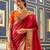 Women's maroon soft silk woven saree with unstitched silk blouse piece