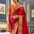 Women's maroon soft silk woven saree with unstitched silk blouse piece