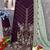 Dark purple embroidered faux georgette suit 