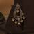 Paisley oval shape gold plated brown kundan stone long haram necklace set with maang tikka for women