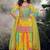 Yellow chinon free size stitched suit with embroidery & sequence work-full stitched free size