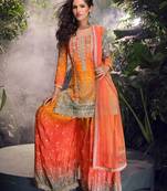 Orange chinon Suit -full stitched free size