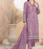 Lavender embroidered faux georgette suit 
