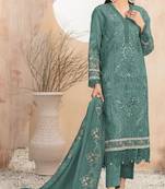Green embroidered faux georgette suit 