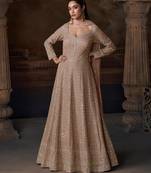 Beige real georgette anarkali Suit 