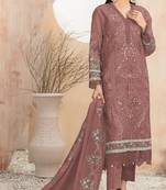 Brown embroidered faux georgette suit 