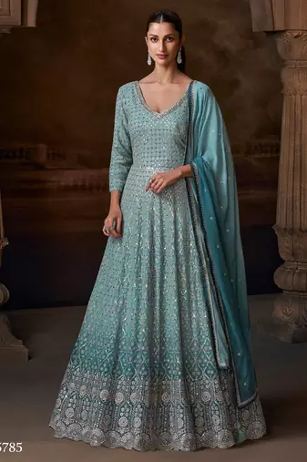 Blue real georgette anarkali Suit 
