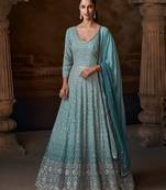 Blue real georgette anarkali Suit 