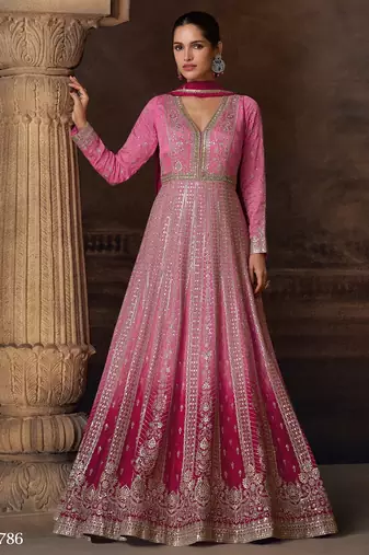 Pink real georgette anarkali Suit 