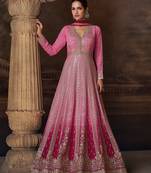 Pink real georgette anarkali Suit 