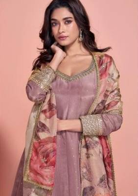 Brown shimmer anarkali Suit 2