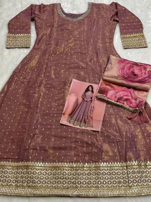 Brown shimmer anarkali Suit 3