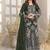 Dark green embroidered faux georgette suit 