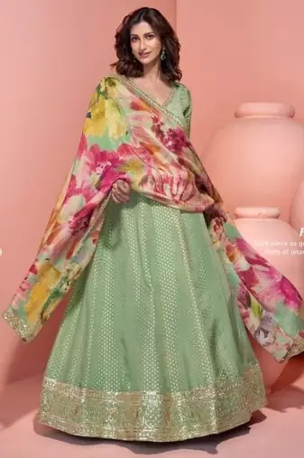 Green shimmer anarkali Suit