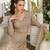 Beige heavy georgette free size stitched suit with sequence & diamond work