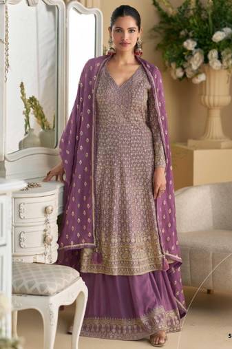 Lavender heavy georgette Suit