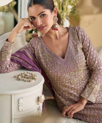 Lavender heavy georgette Suit 2