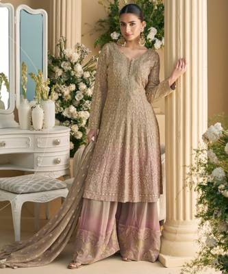 Beige heavy georgette Suit 1