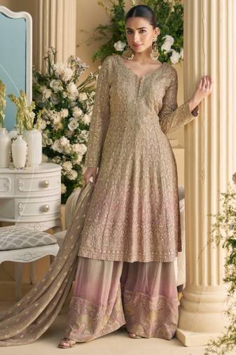 Beige heavy georgette Suit