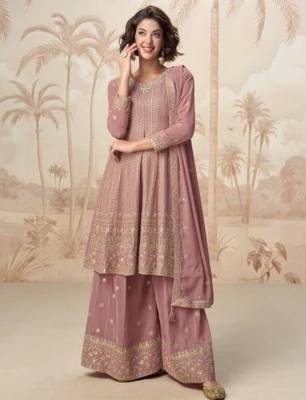 Peach heavy fox georgette Suit 1