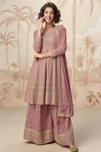 Peach heavy fox georgette Suit