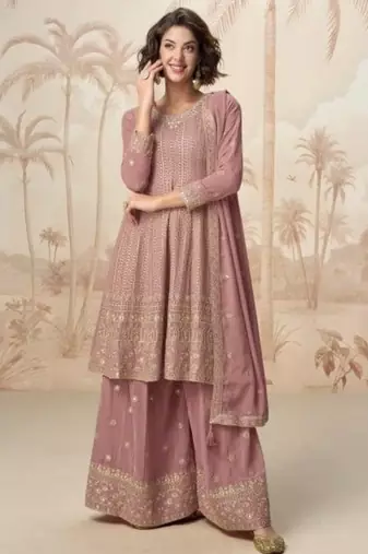 Peach heavy fox georgette Suit