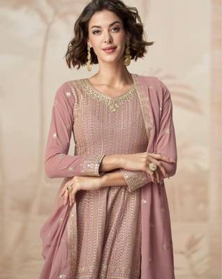 Peach heavy fox georgette Suit 2