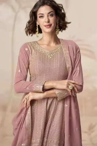 Peach heavy fox georgette Suit