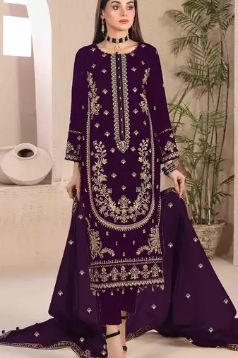 Purple velvet embroidered suit