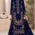 Blue velvet embroidered suit